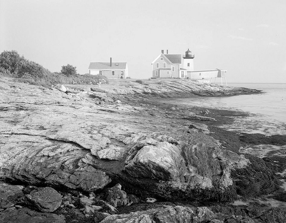 Hendricks Head Light Station, West Southport Maine West sides of shed, keeper's house, light tower, and bell house (1989)