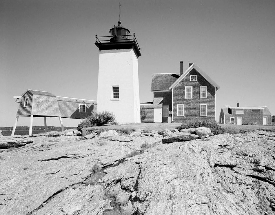Hendricks Head Light Station, West Southport Maine East sides of bell house, light tower, keeper's house, and shed (1989)