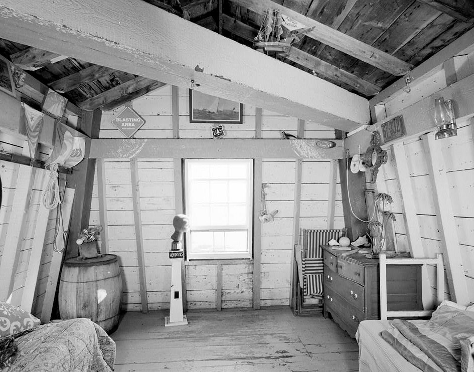 Hendricks Head Light Station, West Southport Maine Interior of bell house, looking southwest from entrance (1989)