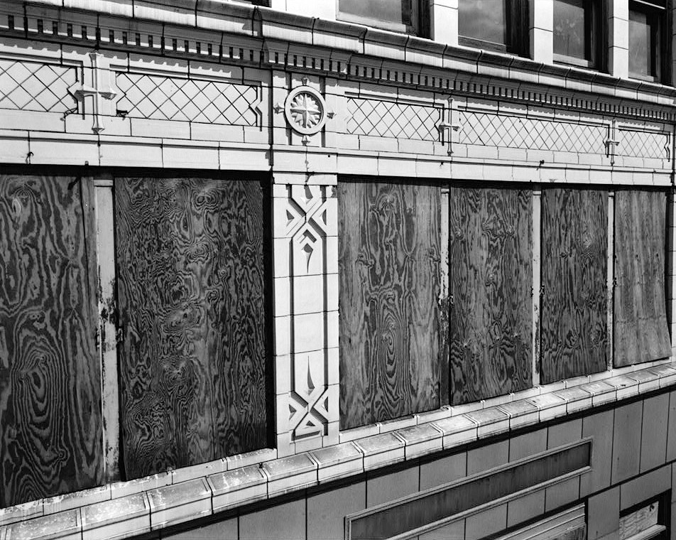 Basso Building, Detroit Michigan DETAIL, FORMER CORNICE LINE, SECOND STORY, WEST FACADE, LOOKING EAST 1986