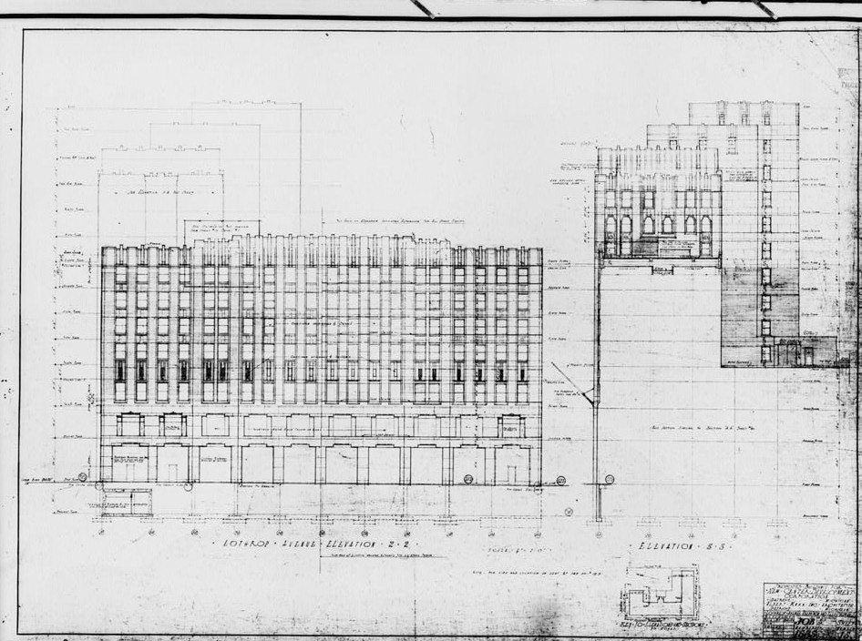 New Center Building, Detroit Michigan Photocopy of original drawing by Albert Kahn, Inc. LOTHROP AVENUE ELEVATION 
