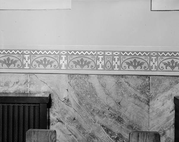 Immaculate Conception Catholic Church, Detroit Michigan WALL WITH MARBLE BASE AND MOSAIC IMITATION FRESCOE COURSING