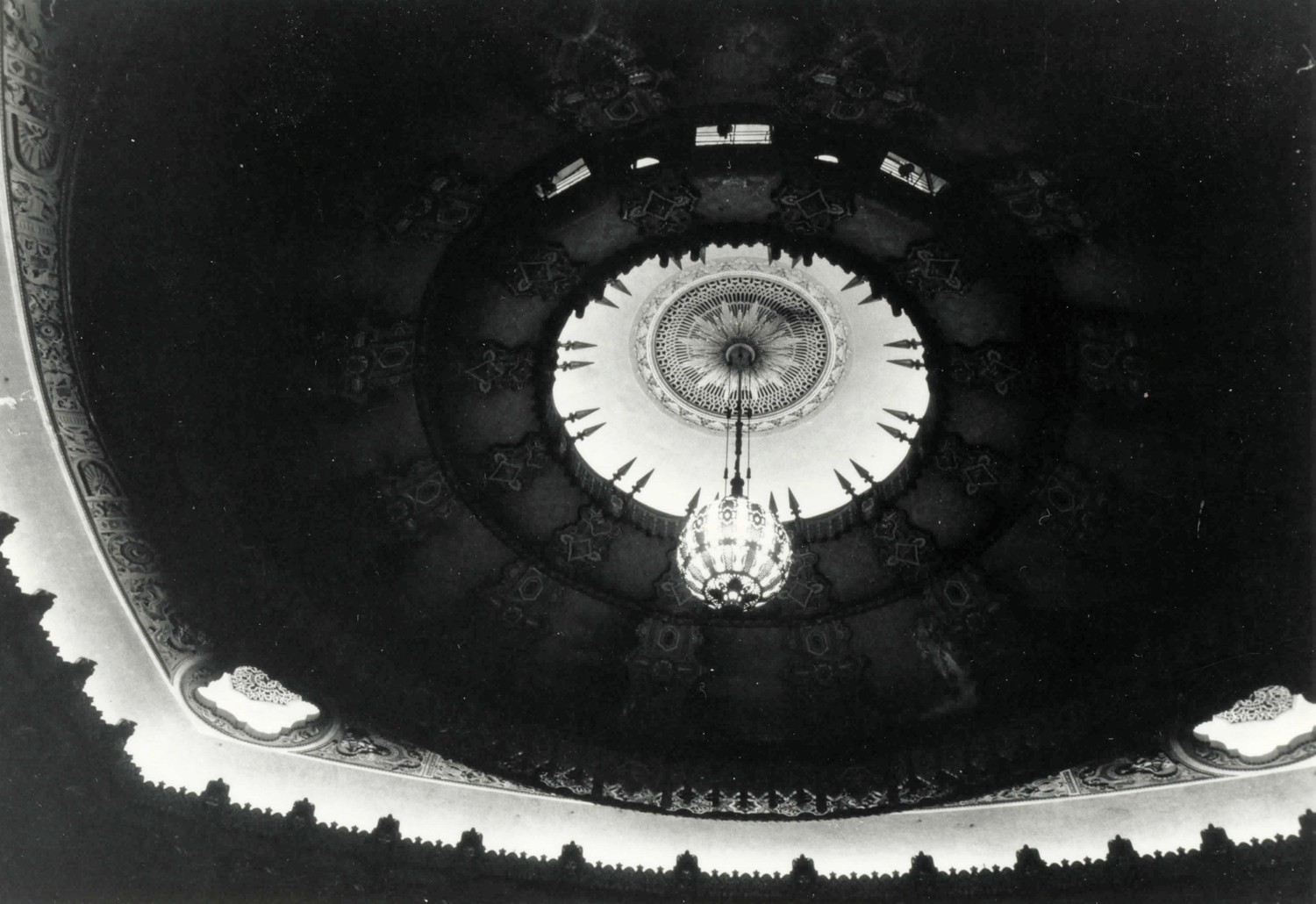 Fox Theater Building, Detroit  Michigan Stained glass lite ball hanging over main floor (1984)