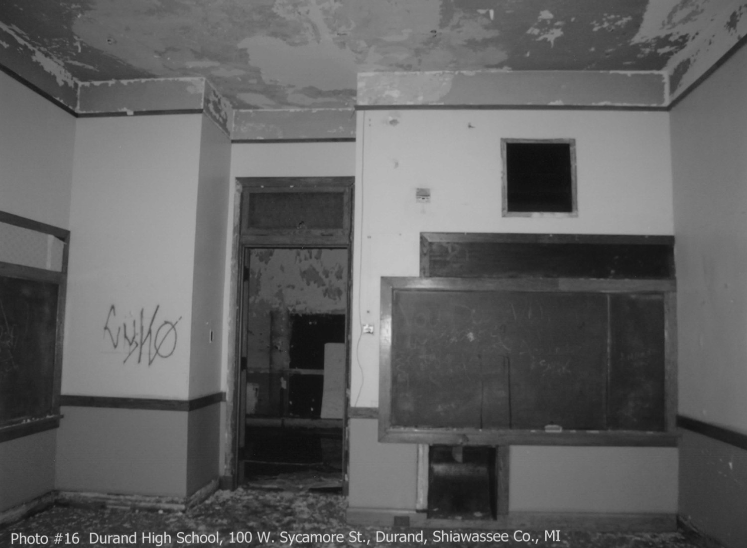 Durand High School, Durand Michigan Intact classroom looking toward door (2007)