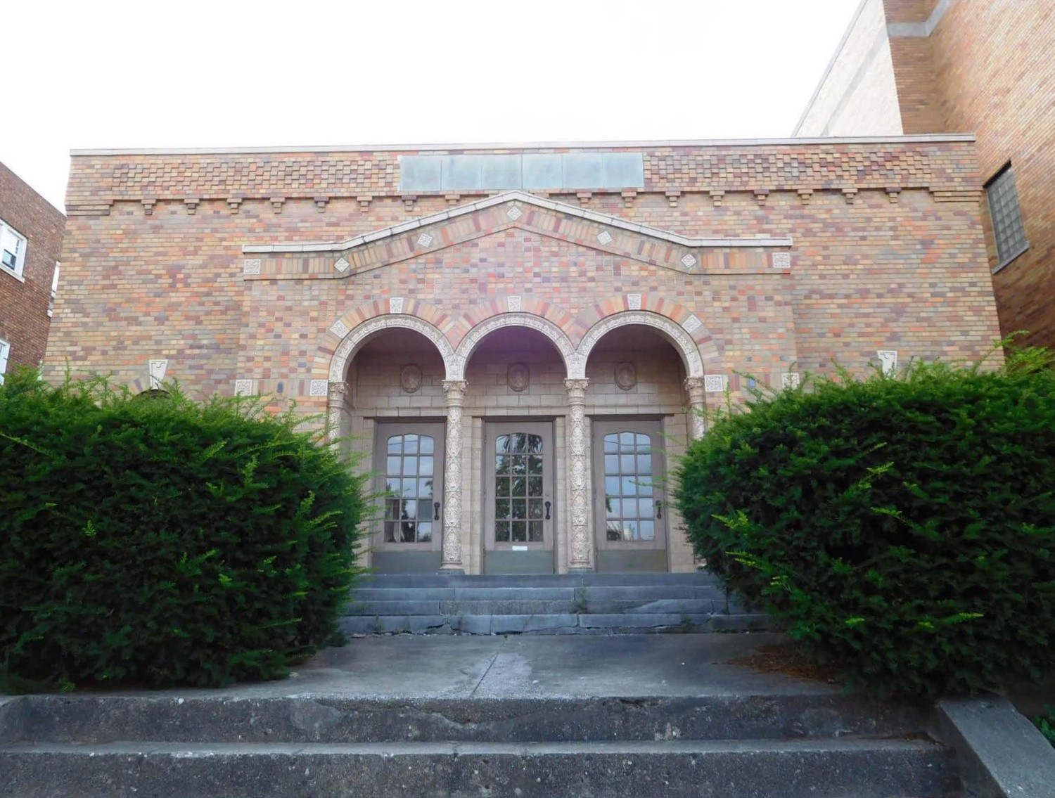Grand Rapids Christian High School, Grand Rapids Michigan West elevation, auditorium entrance (2017)