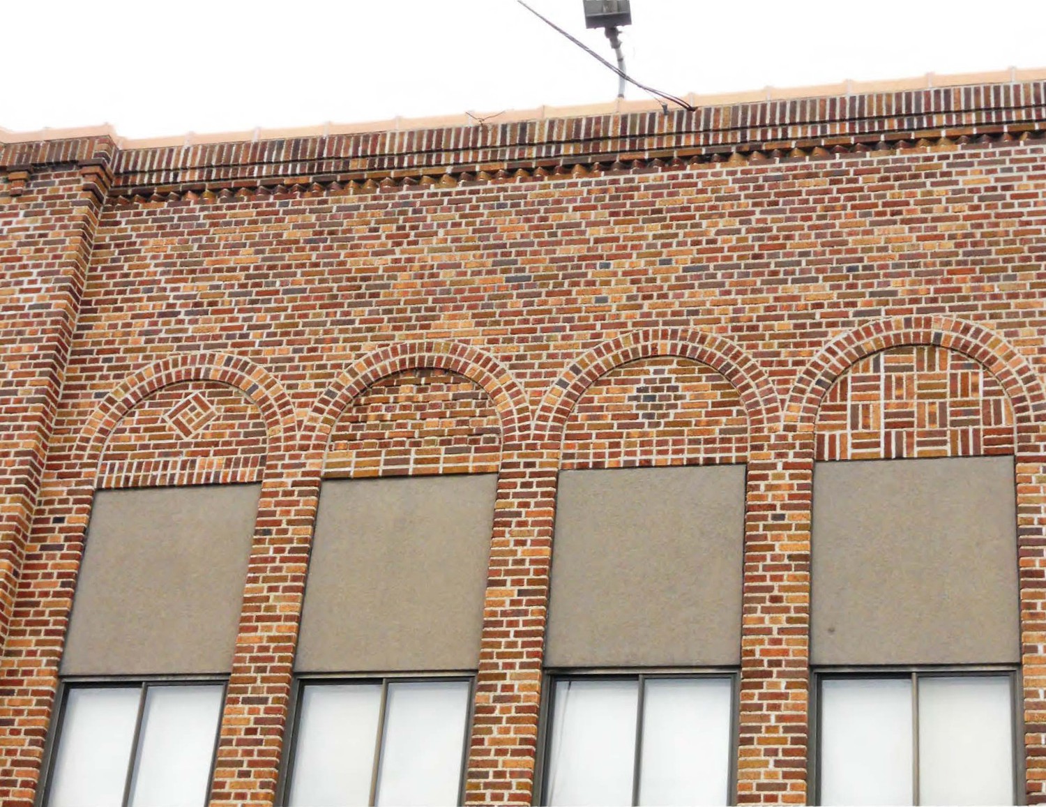 Eastern Avenue School, Grand Rapids Michigan South elevation, masonry detail on east end (2012)