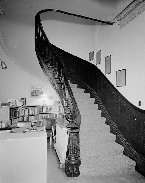 Frederick Hall House (Hall-Fowler Library), Ionia Michigan INTERIOR, MAIN STAIR