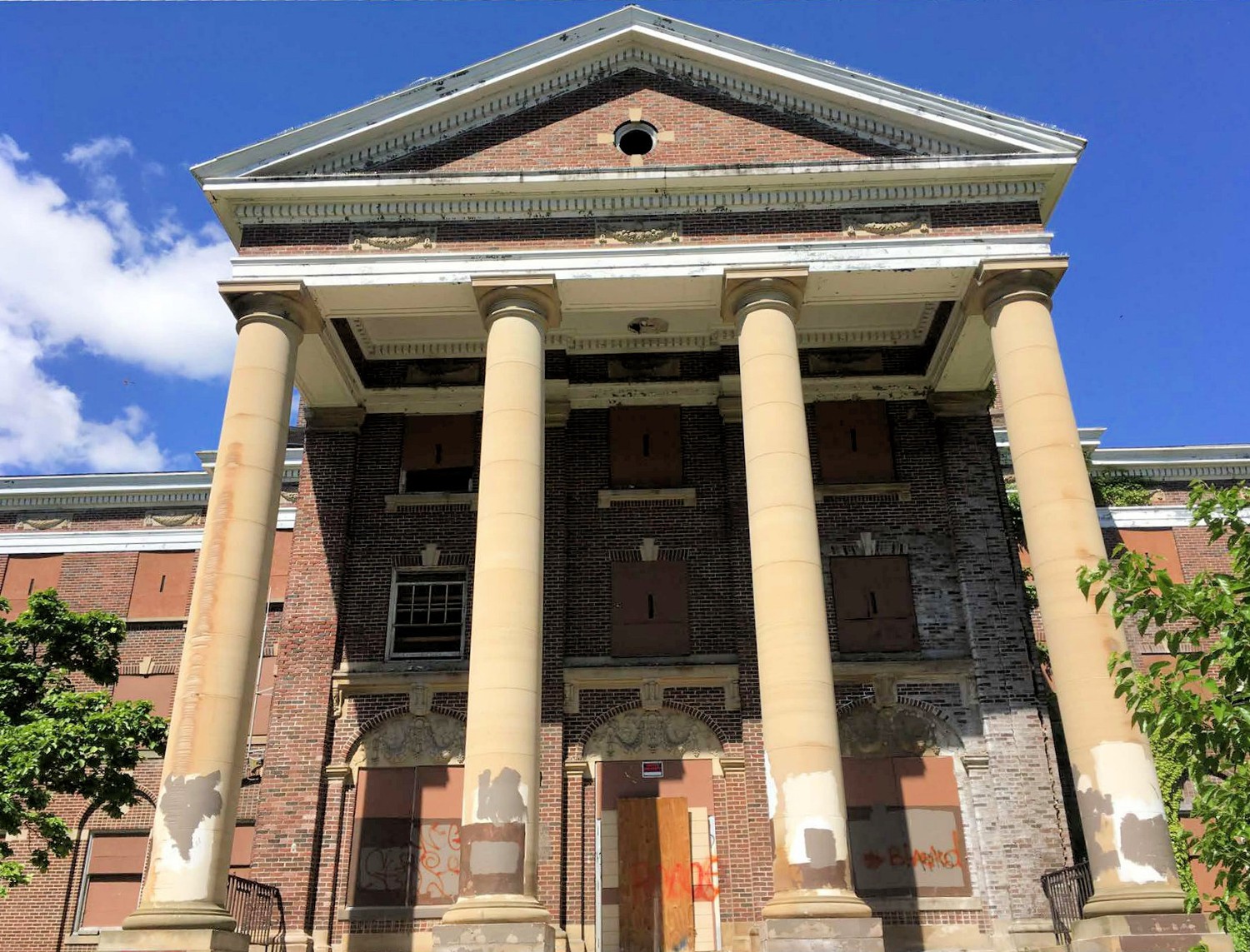 Michigan School for the Blind, Lansing Michigan Portico main administration building (2017)