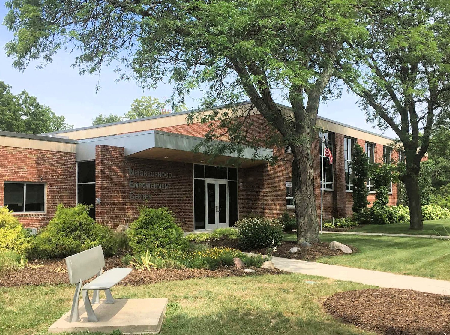 Michigan School for the Blind, Lansing Michigan East facade of library (2017)