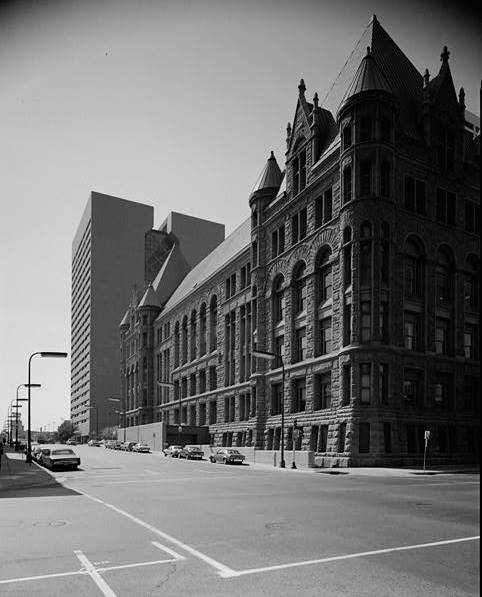Municipal Building (City Hall/Court House), Minneapolis Minnesota East elevation, showing new county/city building in rear