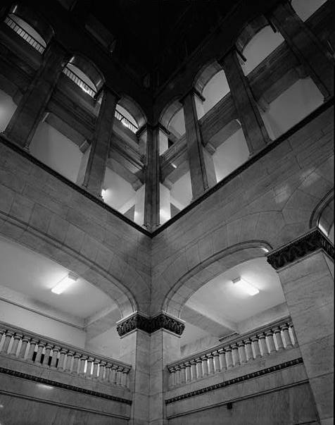 Municipal Building (City Hall/Court House), Minneapolis Minnesota Atrium, view up showing lobbies around atrium