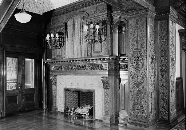 James J. Hill House, St Paul Minnesota FIRST FLOOR, HALL, DETAIL OF FIREPLACE TO RIGHT OF STAIRCASE