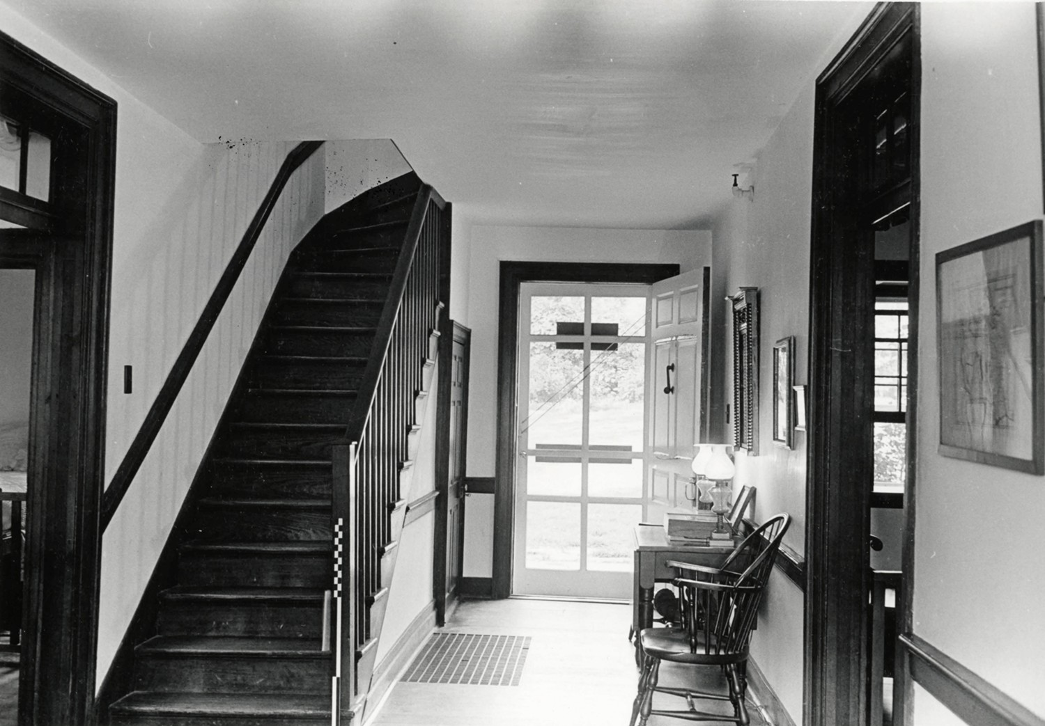 Daniel Boone House, Defiance Missouri Central hall, first story, from rear door looking northeast toward the present main entrance (1969)
