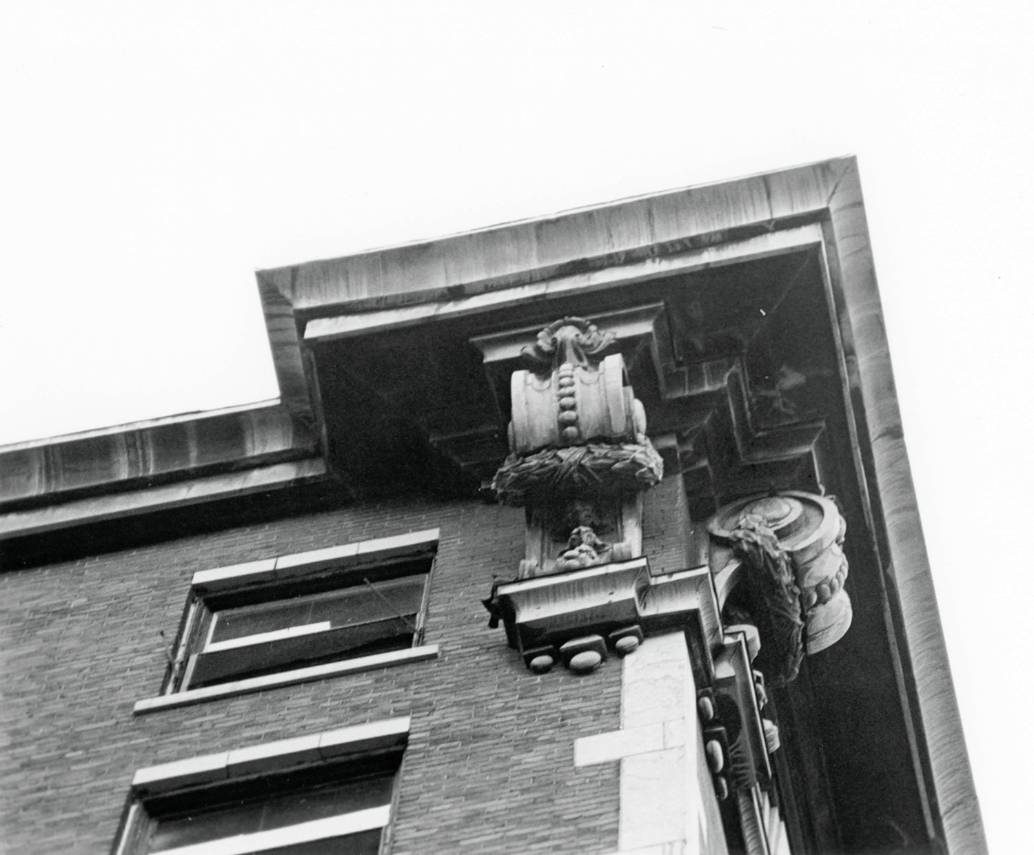 Joplin Connor Hotel, Joplin Missouri Detail of the brackets of the copper cornice on the south facade. (1977) 