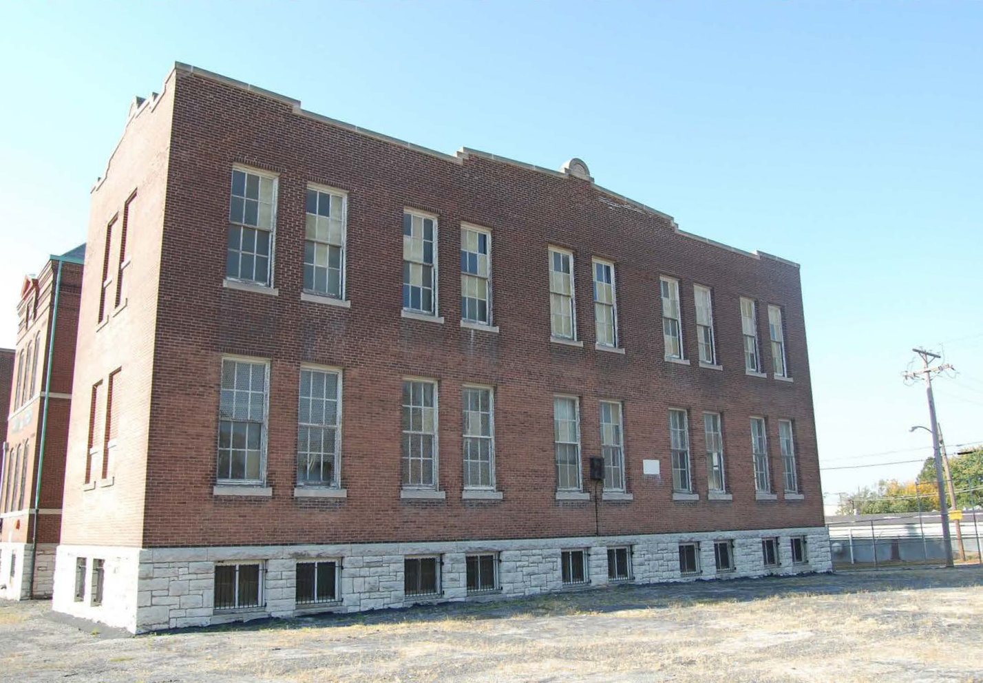 Gratiot School, St. Louis Missouri Exterior, looking Southwest at North Elevation (2015)
