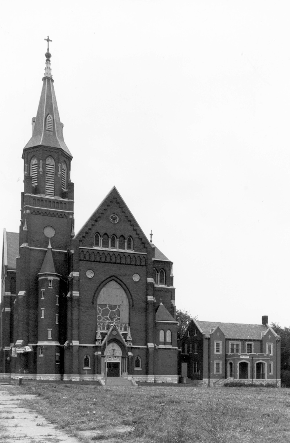 St. Augustine's Roman Catholic Church, St. Louis Missouri Primary (west) elevations, church & rectory (1986)