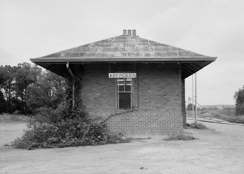 Aberdeen Station - Frisco Railway Depot, Aberdeen Mississippi 1978 Southeast elevation