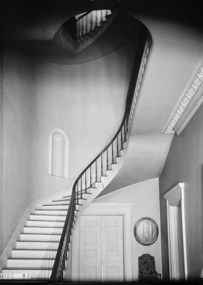 Riverview Mansion - Burris House - McLaran-Humphreys House, Columbus Mississippi 1936 STAIR HALL (LOOKING UP)