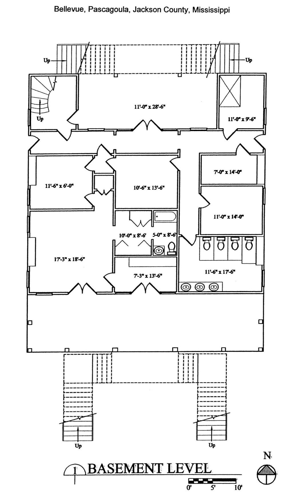 Bellevue - The Longfellow House, Pascagoula Mississippi Basement Floor Plan (2002)