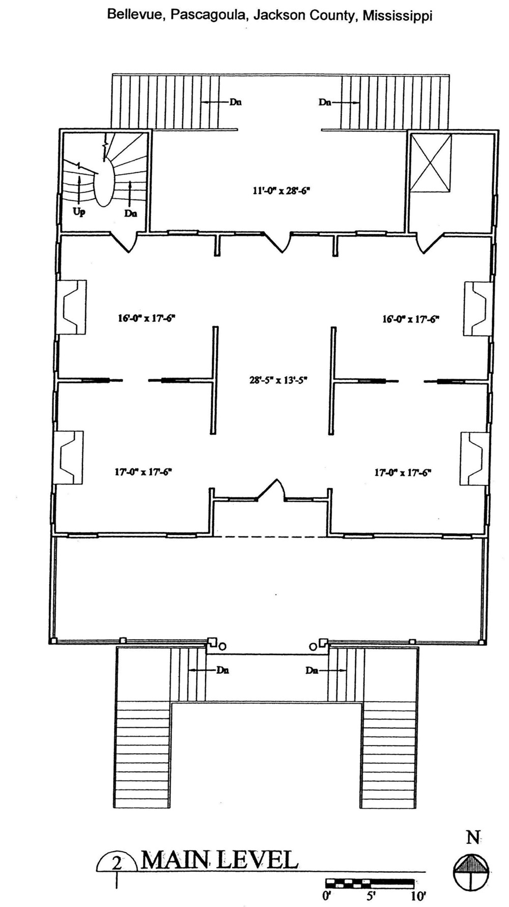 Bellevue - The Longfellow House, Pascagoula Mississippi First Floor Plan (2002)