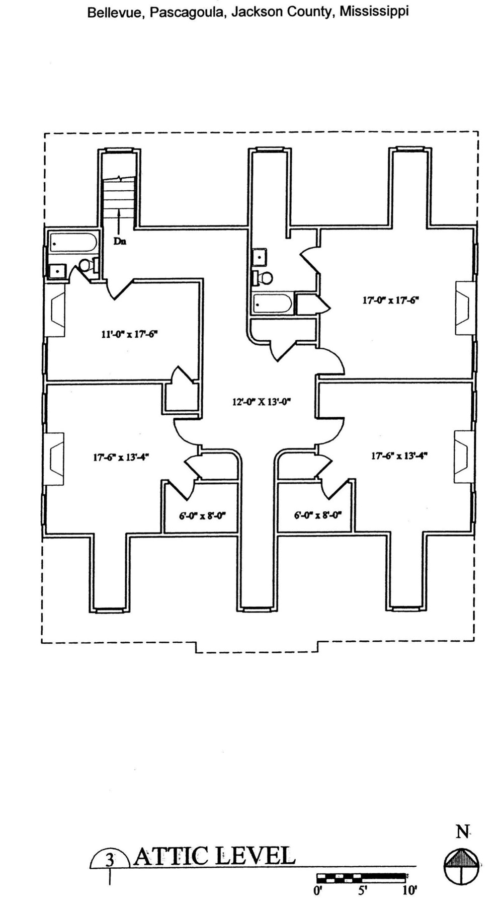 Bellevue - The Longfellow House, Pascagoula Mississippi Attic Floor Plan (2002)