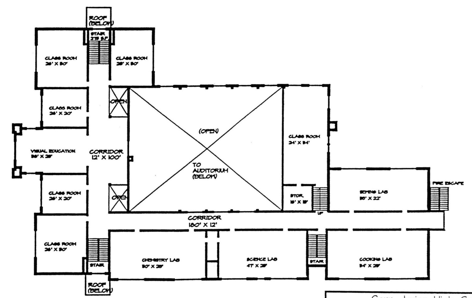Carr Junior High School - Carr Central High School, Vicksburg Mississippi Third Floor Plan
