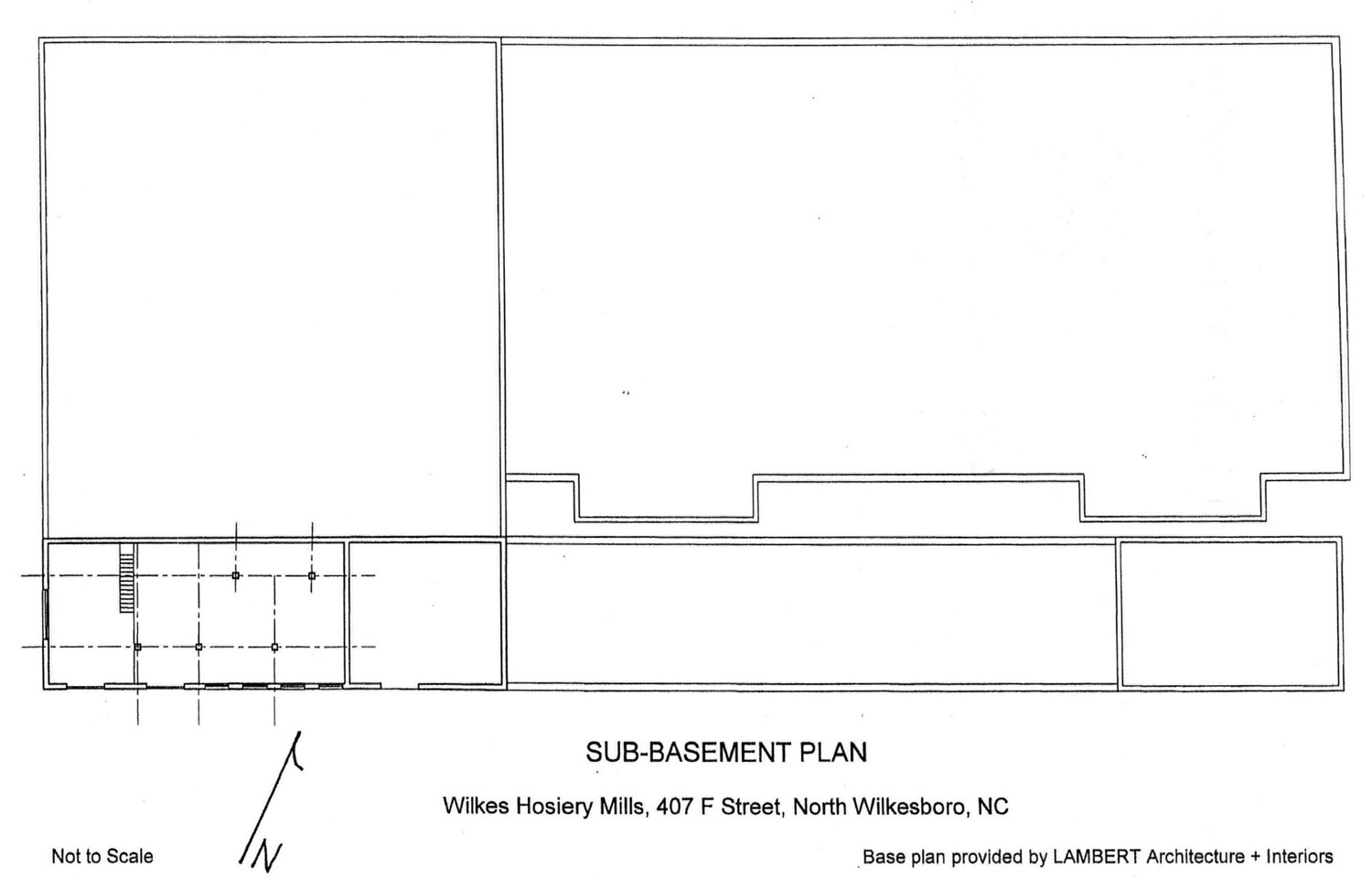 Wilkes Hosiery Mills, North Wilkesboro North Carolina Sub-Basement Floor Plan (2007)