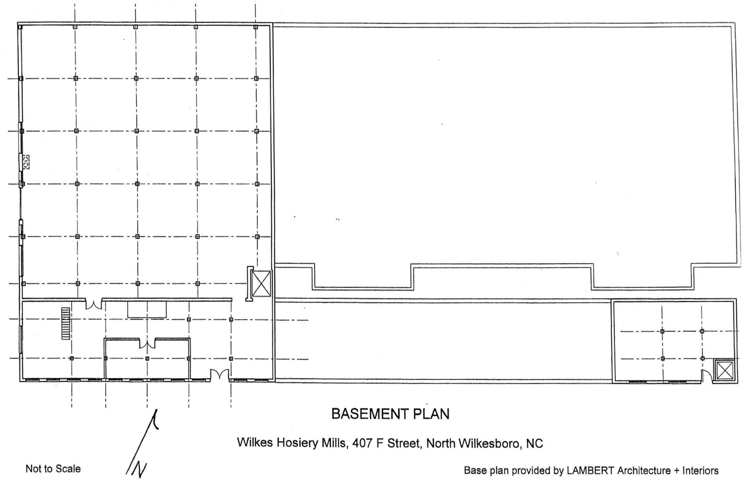 Wilkes Hosiery Mills, North Wilkesboro North Carolina Basement Floor Plan (2007)
