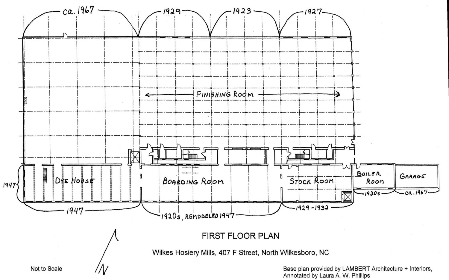 Wilkes Hosiery Mills, North Wilkesboro North Carolina First Floor Plan (2007)