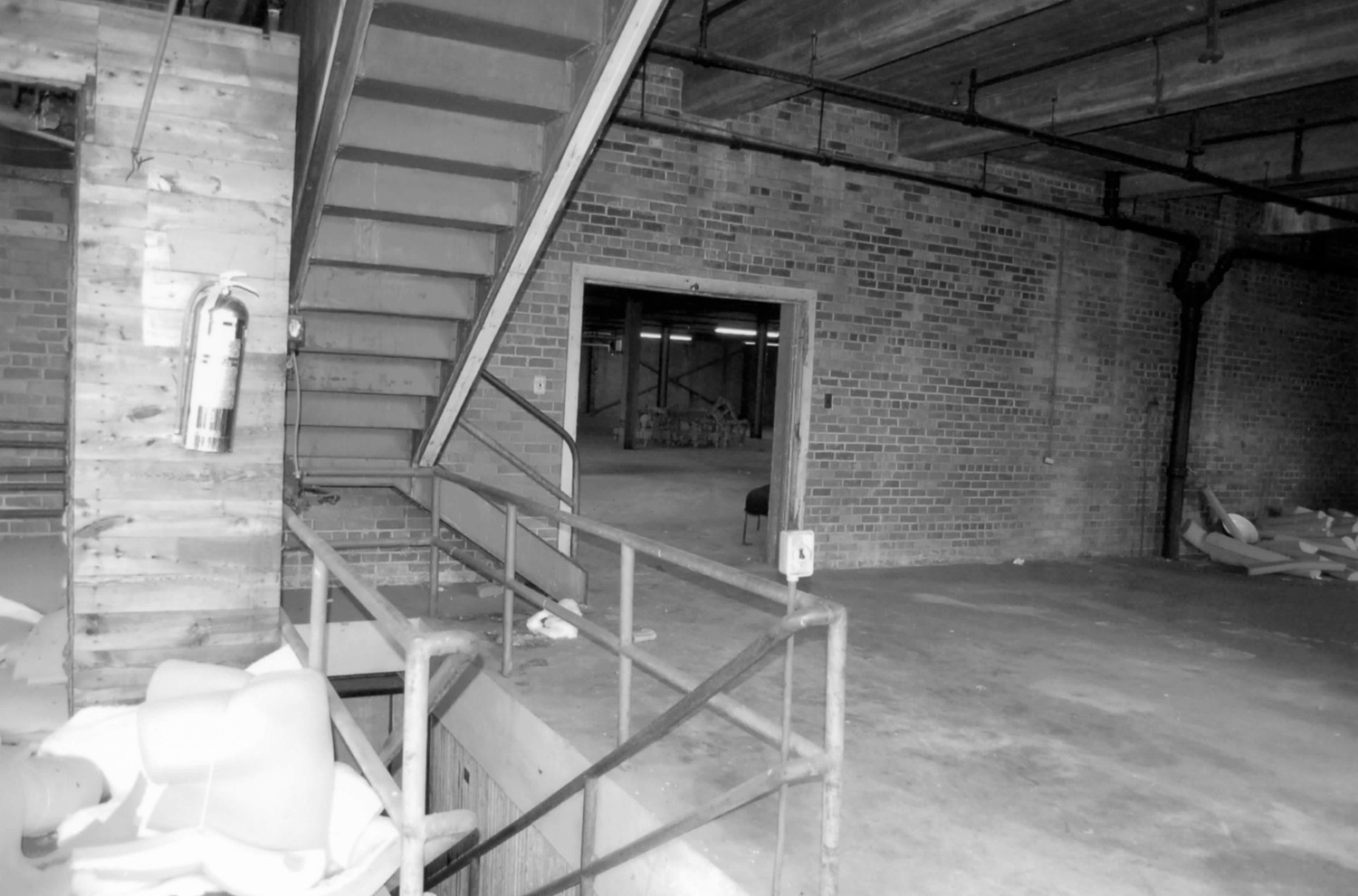 Wilkes Hosiery Mills, North Wilkesboro North Carolina Basement, southwest corner of 1947 addition with view to northeast into ca. 1967 addition (2007)