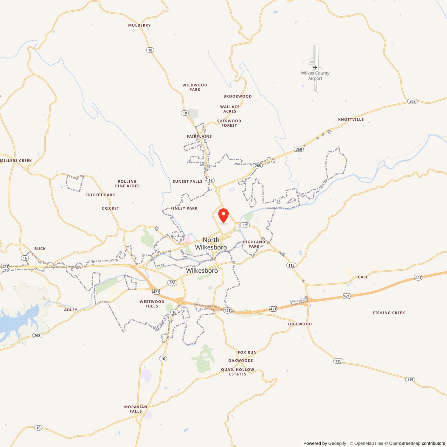 Wilkes Hosiery Mills Location Map