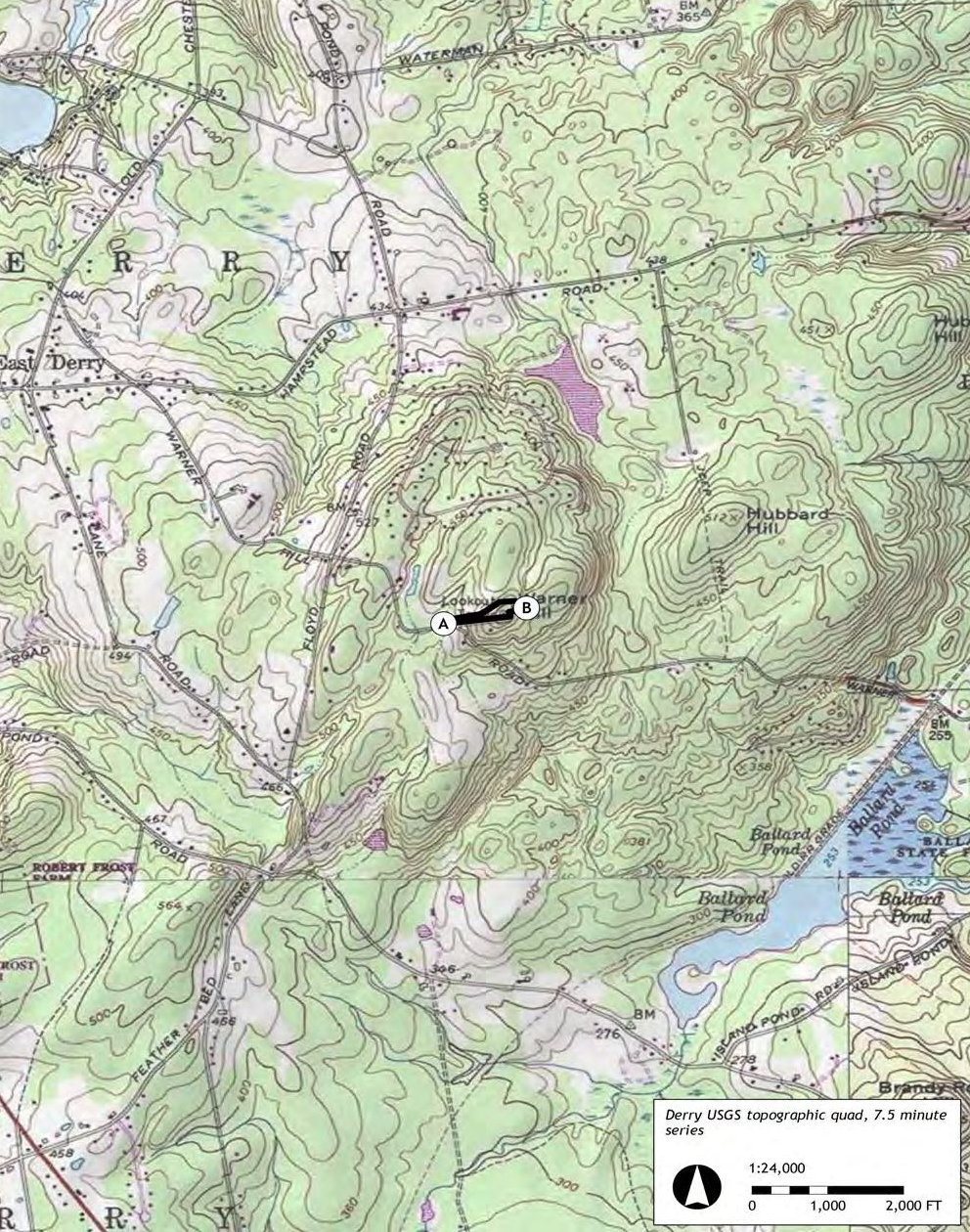 Warner Hill Fire Tower, Derry New Hampshire Location Map (2022)