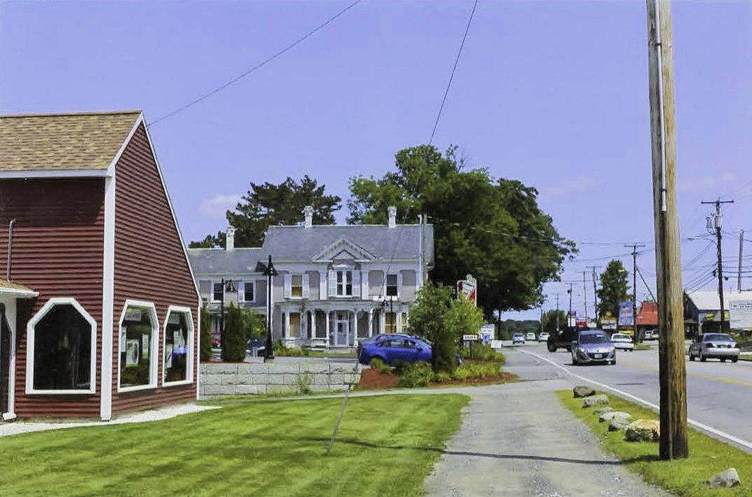 Hathaway House, Laconia New Hampshire View of the Hathaway House from surrounding business district (2014)