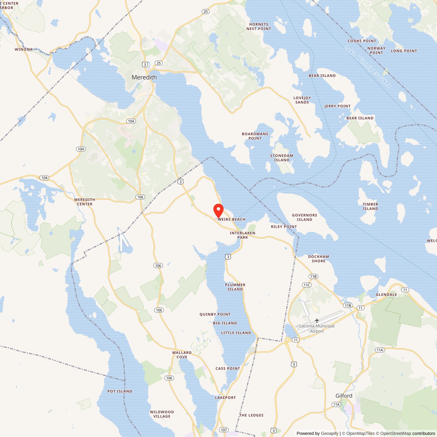 Weirs Highlands Camp and Cottages Location Map