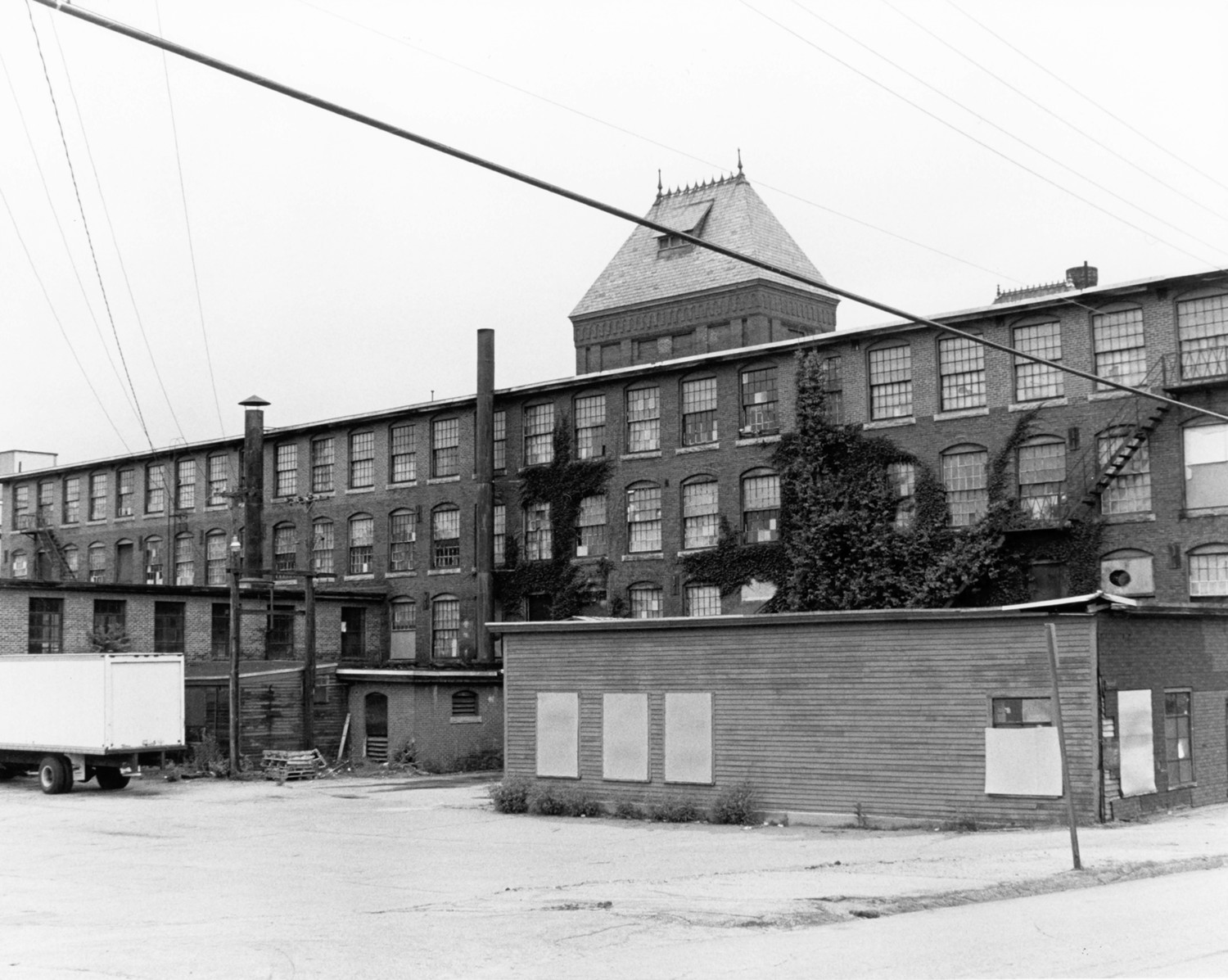 Hoyt Shoe Company Factory, Manchester New Hampshire Looking north at rear elevation of Factory 2 (1985)