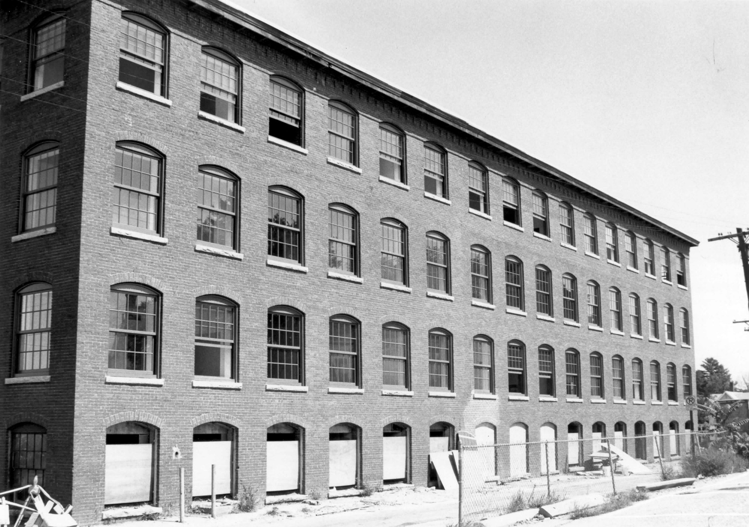 Kimball Brothers Shoe Factory, Manchester New Hampshire Looking southwest at north elevation, showing original part of building (1985)