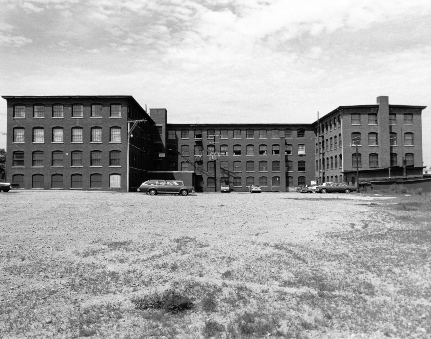 Looking west at the rear of the factory (1984)