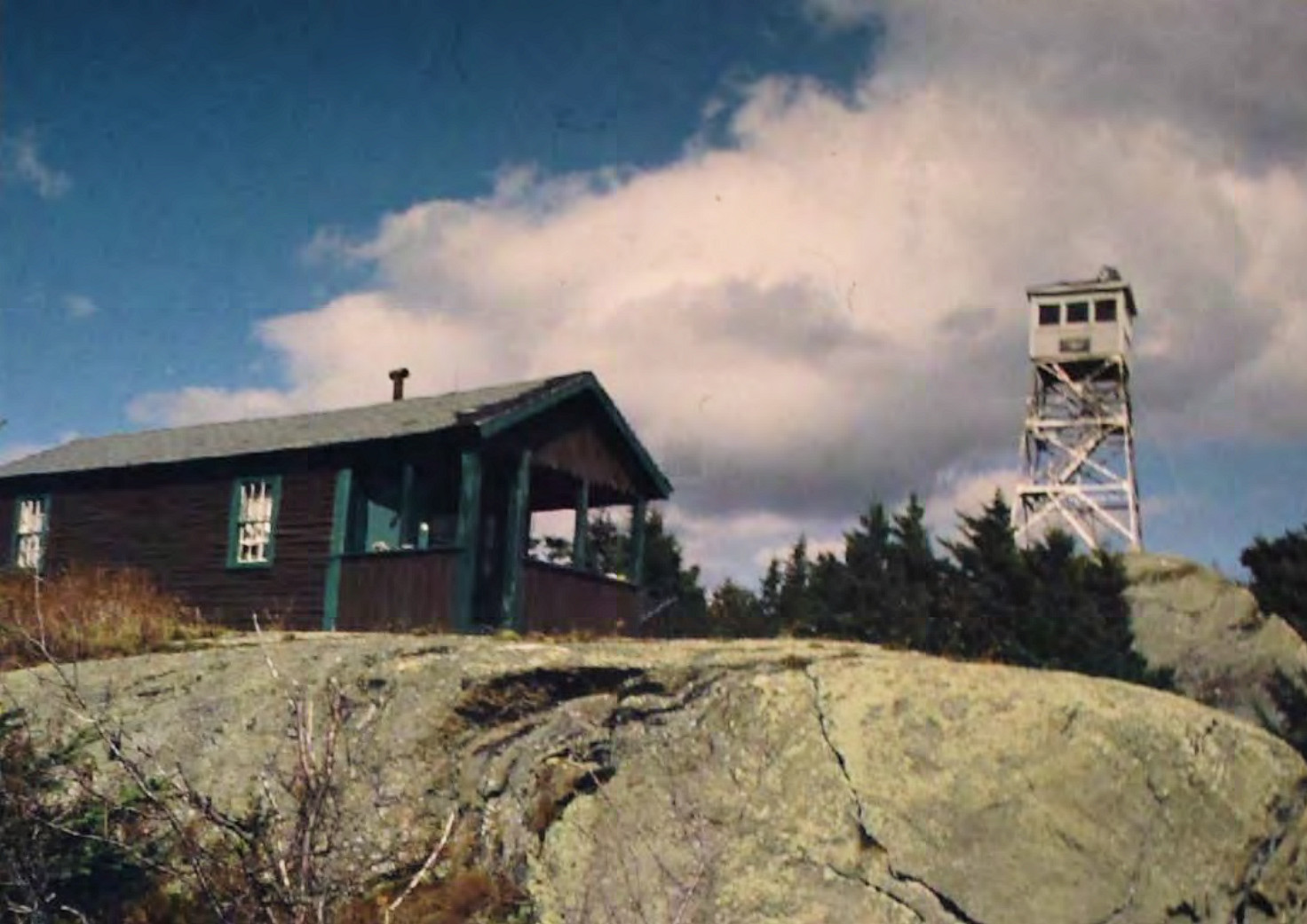 Croydon Peak Fire Tower, Newport New Hampshire Undated [1980 to 2010] view of cabin with porch and fire tower (date unknown)