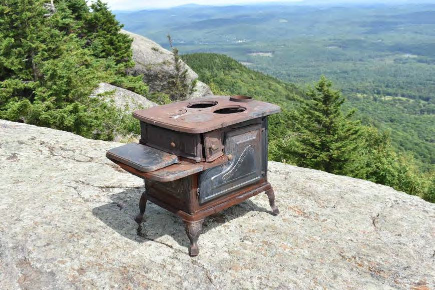Croydon Peak Fire Tower, Newport New Hampshire Watchman's Cabin's original cast-iron stove (2022)