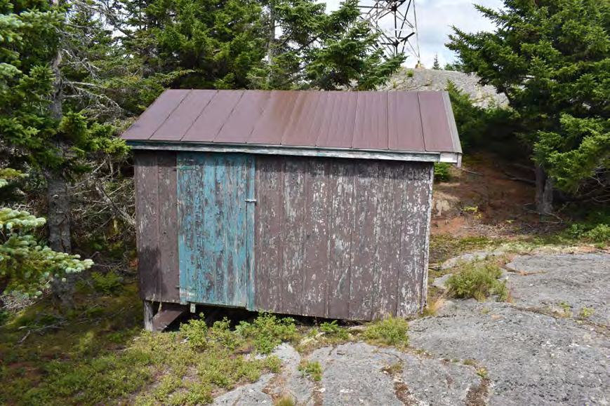 Croydon Peak Fire Tower, Newport New Hampshire Storage Building between Watchman's Cabin and Fire Tower (2022)