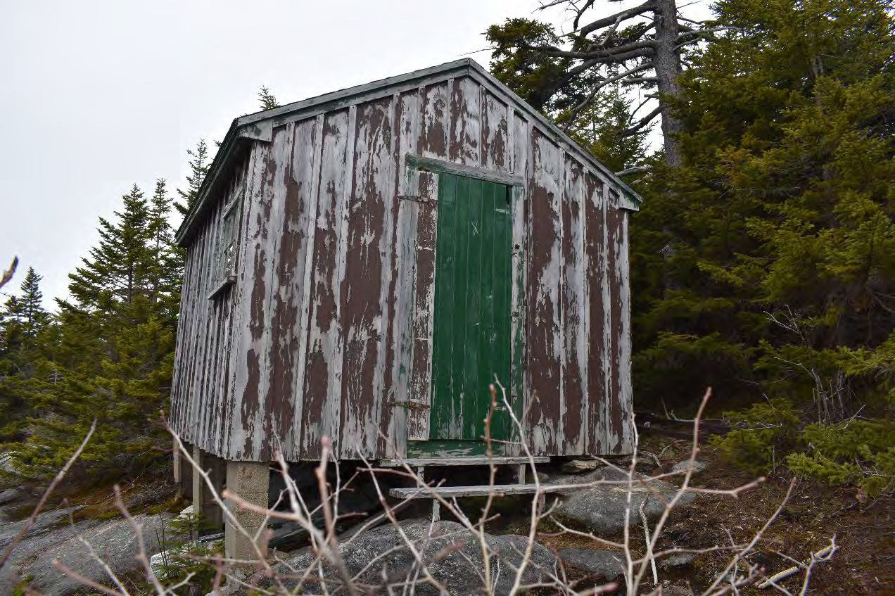 Mount Cardigan Fire Tower, Orange New Hampshire Storage Building, looking west (2022)