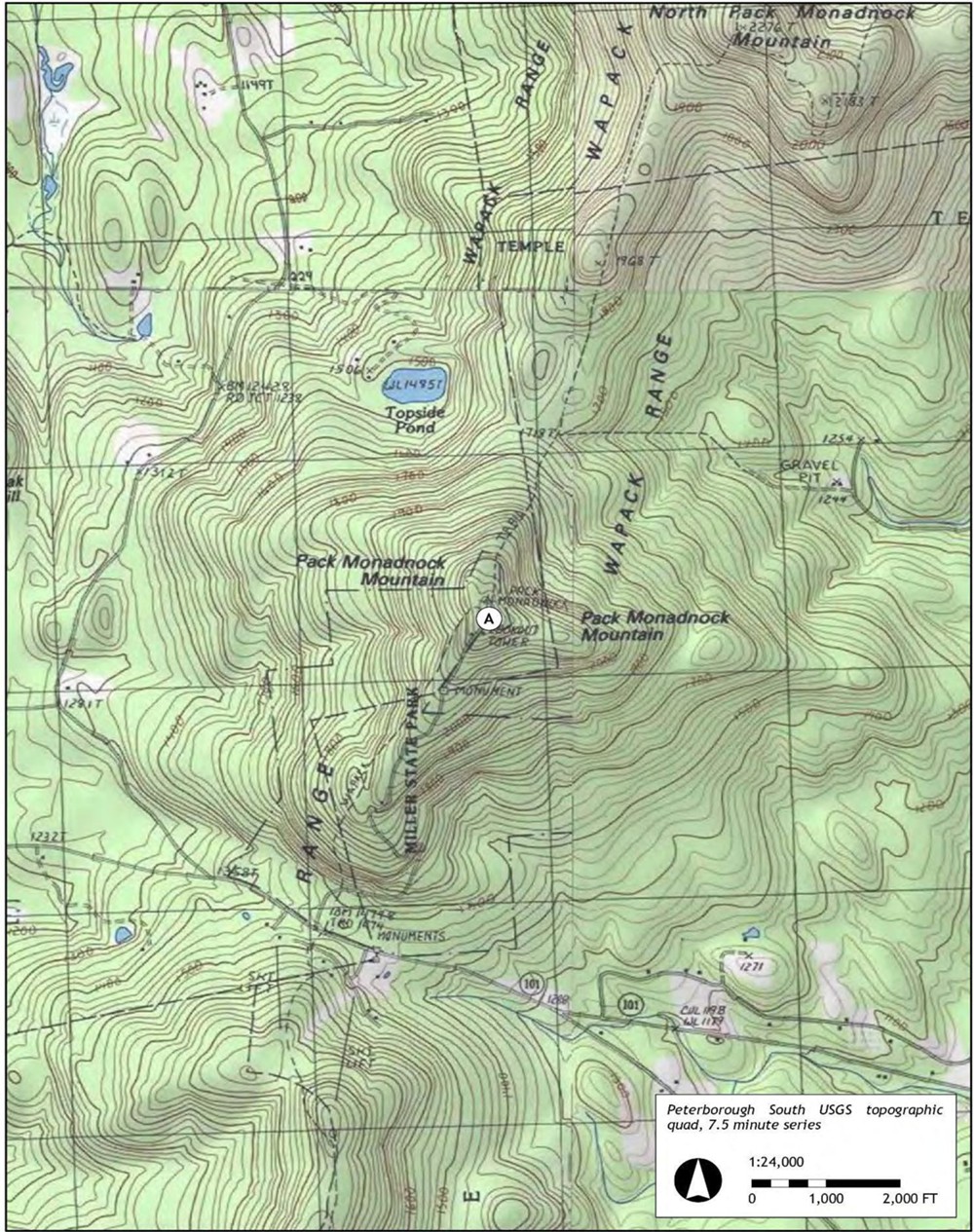 Pack Monadnock Fire Tower, Peterborough New Hampshire Area Map (2022)