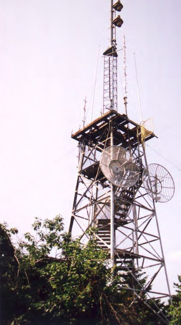 Pack Monadnock Fire Tower, Peterborough New Hampshire Fire tower structure equipped with radio equipment before reactivation for fire detection (2001)