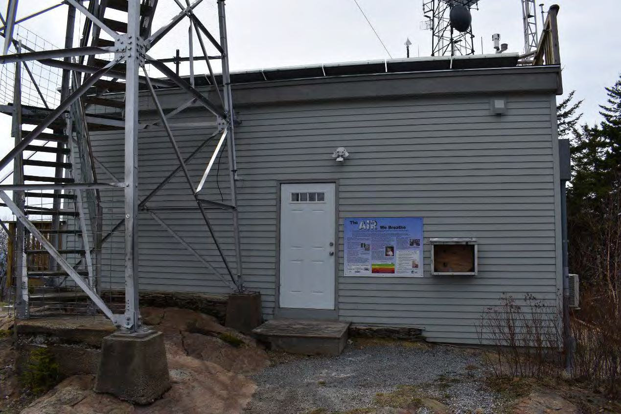 Pack Monadnock Fire Tower, Peterborough New Hampshire Ambient Air Monitoring Station and Fire Tower stairs (2022)