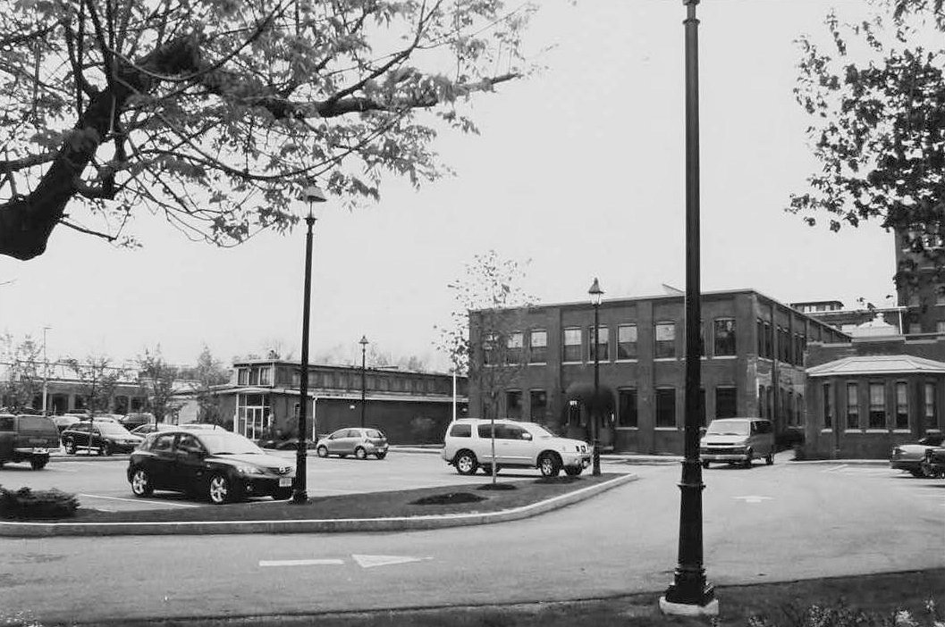 Morley Button Factory, Portsmouth New Hampshire View from street, right to left - 1911 office building, 1910 button building, 1910-11 oven house (2003)