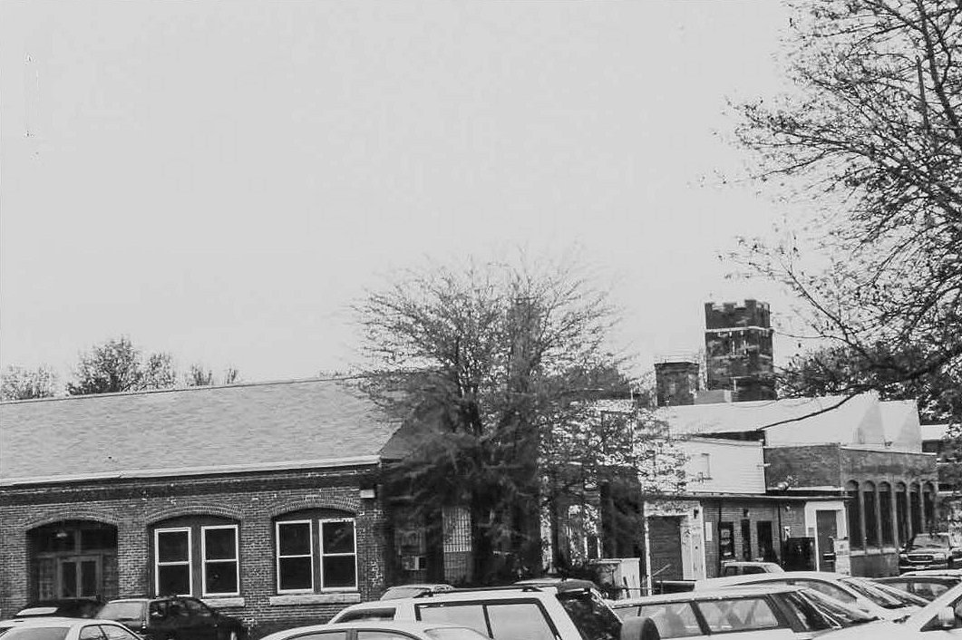 Morley Button Factory, Portsmouth New Hampshire 1917 sorting room left, over building, 1917 goods in process building right rear (2003)