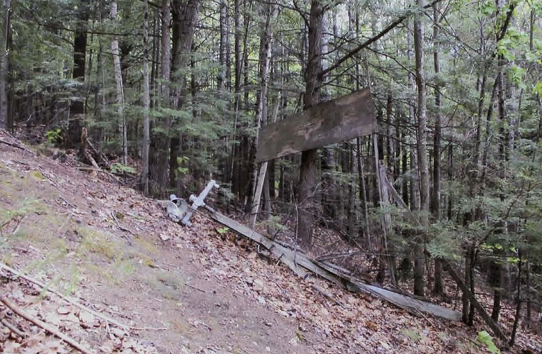 Abenaki Ski Area Wolfeboro, New Hampshire Remains of sign and lighting at Ski Jump (2015)
