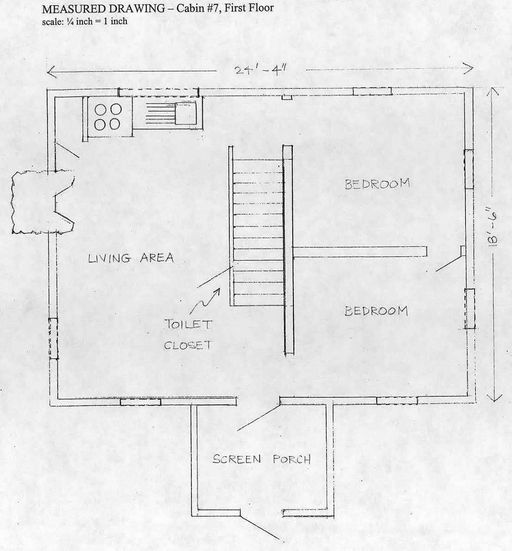 Maple Haven Campground, Woodstock New Hampshire Floor Plan Cabin #7, First Floor