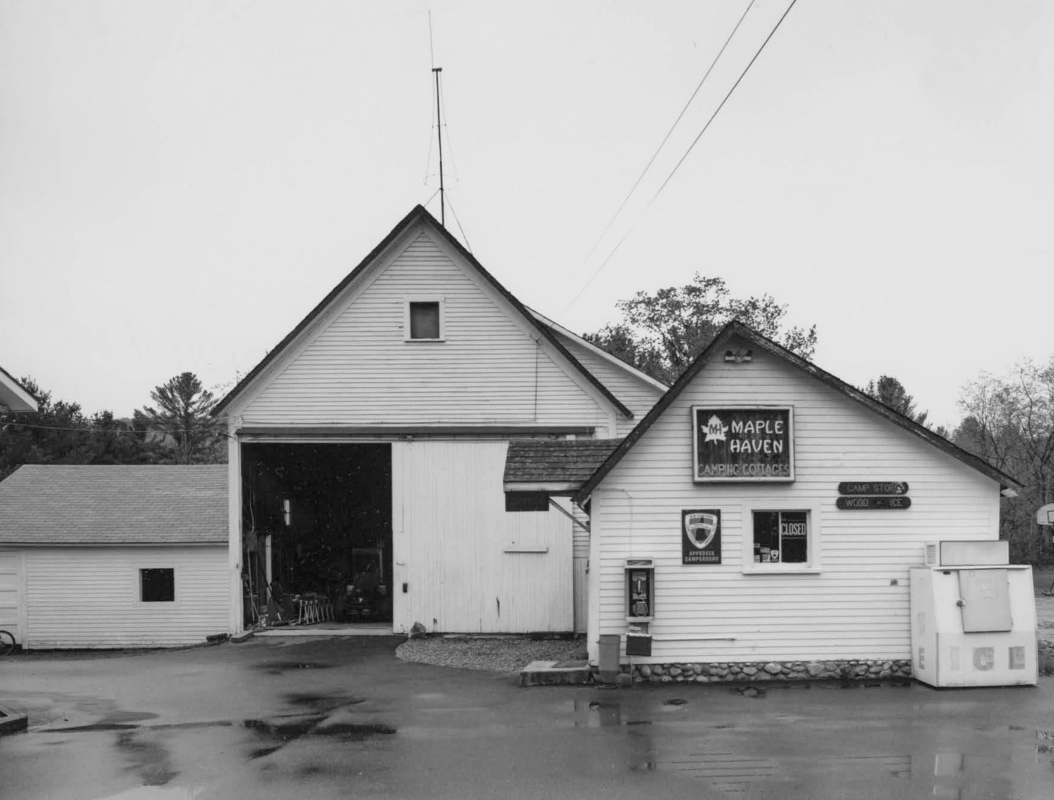 Maple Haven Campground, Woodstock New Hampshire North elevations of barn and office (2000)