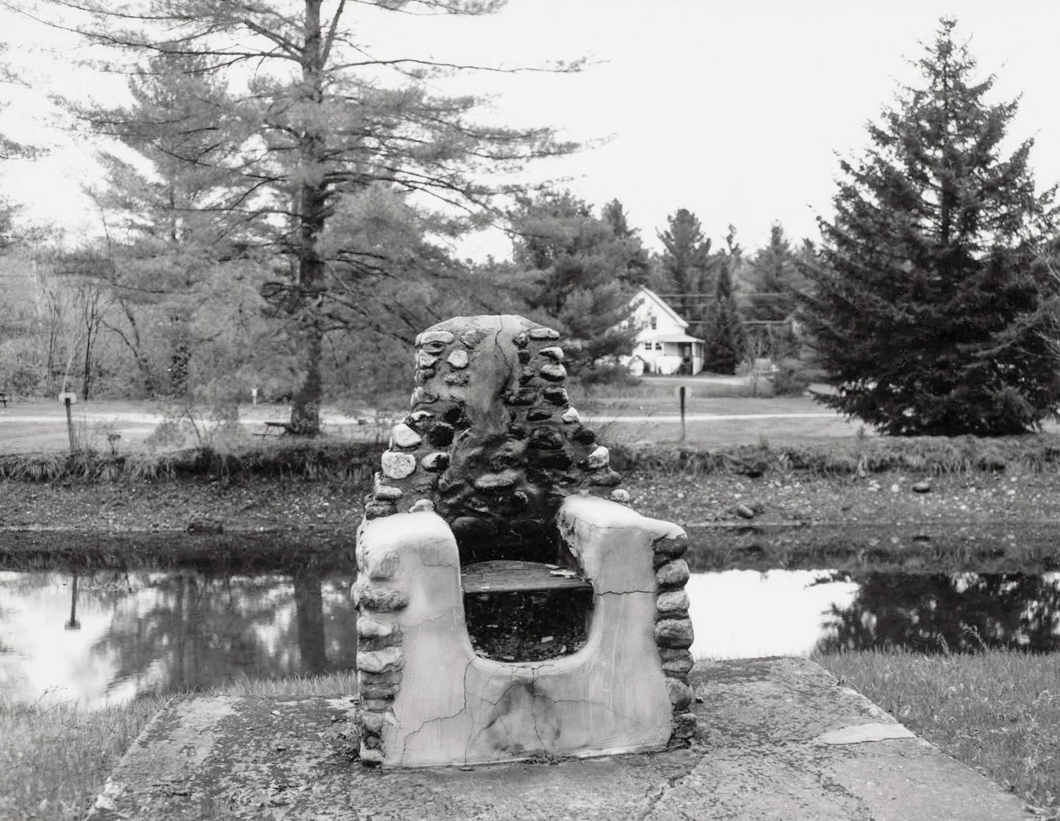 Maple Haven Campground, Woodstock New Hampshire Outdoor fireplace and pond (2000)